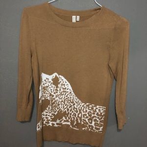 Tan 3/4 sleeve cheetah blouse